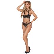 Abierta Fina Black and Gold Half Cup Kanten BH Set