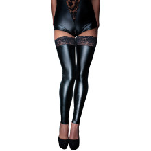 Noir Handmade Wetlook Kousen met Kanten Rand