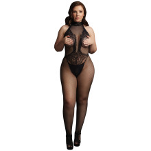 Le Désir Zwarte Catsuit met Halternek Plus Size