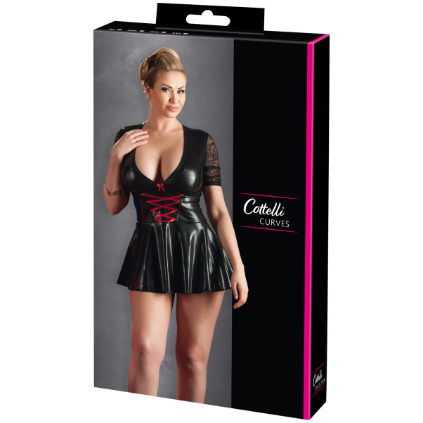 Cottelli Wetlook Jurk met Stropdassen Plus Size