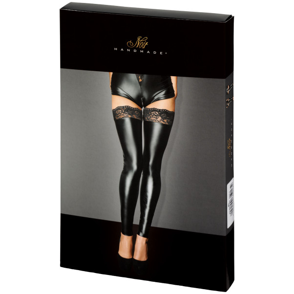 Noir Handmade Wetlook Kousen met Kanten Rand