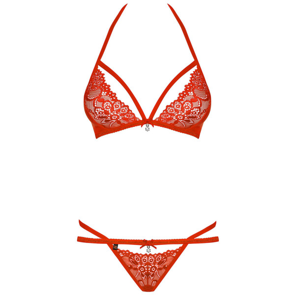 Obsessive Red Kanten String en BH Set