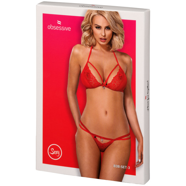 Obsessive Red Kanten String en BH Set