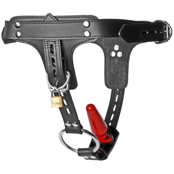 Strict Leather Premium Vergrendelbare Harnas met Penisring en Anale Plug