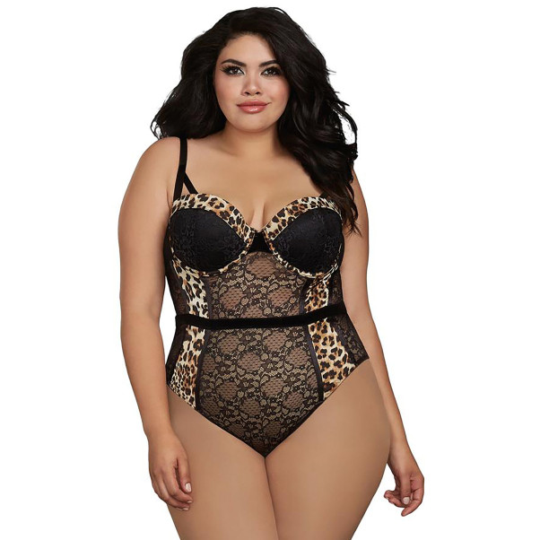 Dreamgirl Teddy met Luipaardprint Plus Size