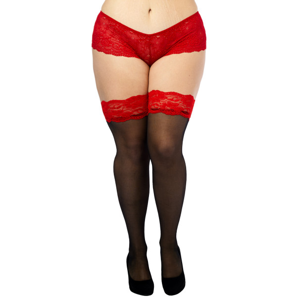 NORTIE Wilderness Hold-up Kousen met Rode Kant Plus Size