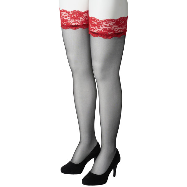 NORTIE Wilderness Hold-up Kousen met Rode Kant Plus Size