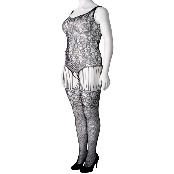 NORTIE Astrid Kanten Catsuit met Open Kruis Plus Size