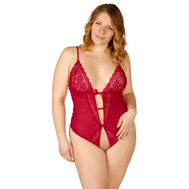 NORTIE Vilja Red Lace Kruisloze Body Plus Size