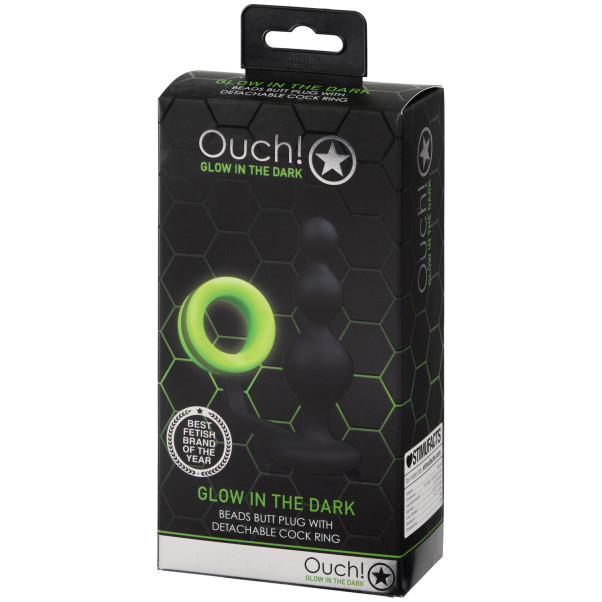 Ouch! Glow in the Dark Beaded Buttplug met Cockring