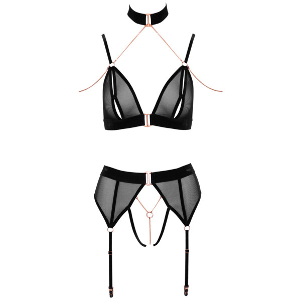 Abierta Fina Mesh Peekaboo BH Set