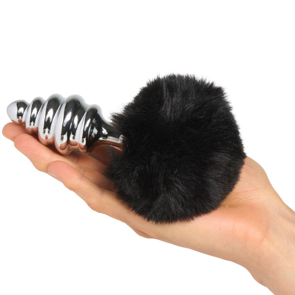 Alive BDSM Line Black Fluffy Twist Metalen Buttplug Large