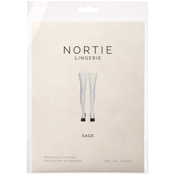 NORTIE Sage White Hold-up Kousen met Kant en Achternaad Plus Size
