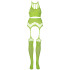 Ouch! Glow in The Dark Neon Green Crop Top met Jarretelkousen Plus Size
