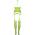 Ouch! Glow in The Dark Neon Green Crop Top met Jarretelkousen Plus Size