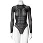 NORTIE Gry Kruisloze Bodystocking met Lange Mouwen